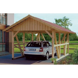 Skan Holz Fachwerk-Einzelcarport Schwarzwald 424 cm x 772 cm