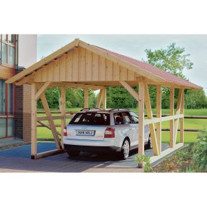 Skan Holz Fachwerk Einzelcarport Schwarzwald 424 cm x 600 cm