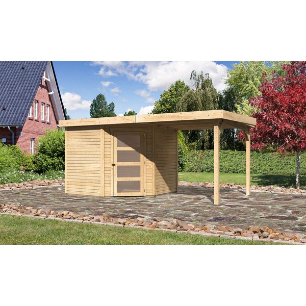 Karibu Holz-Gartenhaus/Gerätehaus Linköbing 5 Natur 462 cm x 242 cm