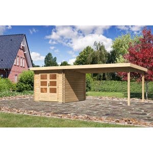 Karibu Holz-Gartenhaus/Gerätehaus Ängelholm 4 Natur 620 cm x 280 cm