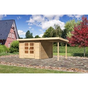Karibu Holz-Gartenhaus/Gerätehaus Ängelholm 5 Natur 480 cm x 280 cm
