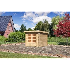 Karibu Holz-Gartenhaus/Gerätehaus Ängelholm 2 Natur 220 cm x 220 cm