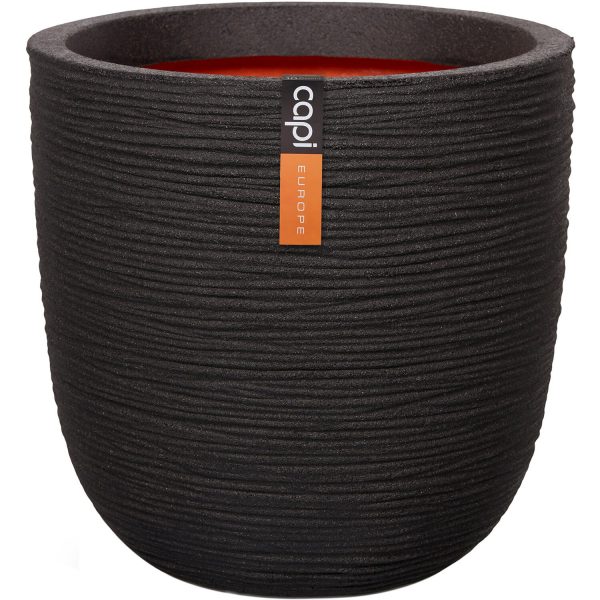 Capi Pflanztopf Nature Rib Kugel Riffel Ø 43 cm x 41 cm Schwarz