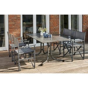 Siena Garden Dining-Set Paulo 5-teilig 4 x Sessel Silber Schwarz 1 x Klapptisch