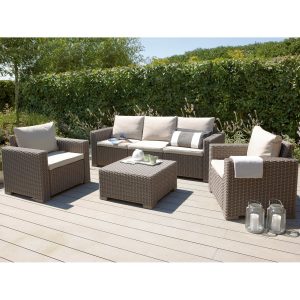 Gartenmöbel-Set Lounge-Gruppe Mombasa Polyrattan Cappuccino/Sand 4-tlg.