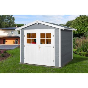 OBI Outdoor Living Holz-Gartenhaus/Gerätehaus Monza B Grau-Weiß 205 cm x 209 cm