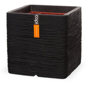 Capi Pflanztopf Rib NL quadratisch 50 cm x 50 cm x 50 cm Schwarz