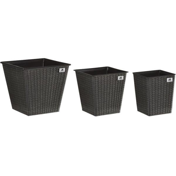 Gartenfreude Pflanzkübel Polyrattan Anthrazit 3er-Set