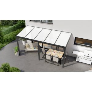 Terrassenüberdachung Professional 500 cm x 250 cm Anthrazit Struktur PC Opal