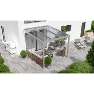 Terrassenüberdachung Professional 300 cm x 350 cm Grau Struktur PC Klar