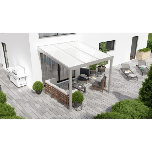 Terrassenüberdachung Professional 300 cm x 350 cm Grau Struktur PC Opal