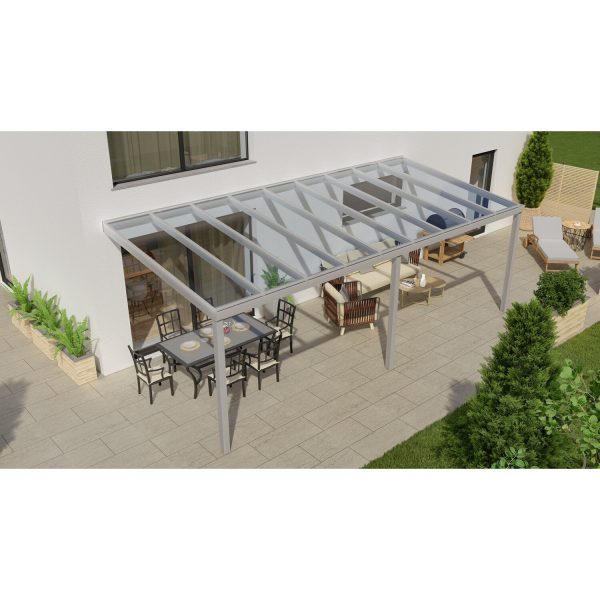 Terrassenüberdachung Professional 700 cm x 300 cm Grau Struktur Glas