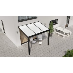 Terrassenüberdachung Professional 300 cm x 200 cm Schwarz Struktur PC Opal