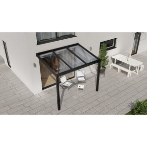 Terrassenüberdachung Professional 300 cm x 250 cm Schwarz Struktur PC Klar