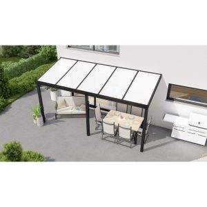 Terrassenüberdachung Professional 500 cm x 250 cm Schwarz Struktur PC Opal