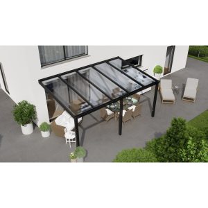 Terrassenüberdachung Professional 500 cm x 300 cm Schwarz Struktur PC Klar