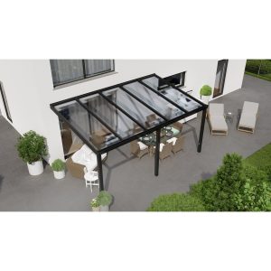 Terrassenüberdachung Professional 500 cm x 350 cm Schwarz Struktur PC Klar