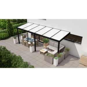 Terrassenüberdachung Professional 600 cm x 250 cm Schwarz Struktur PC Opal