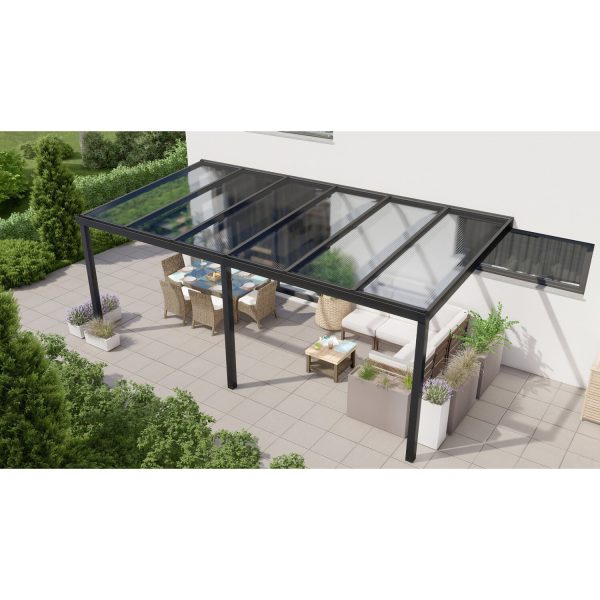 Terrassenüberdachung Professional 600 cm x 350 cm Schwarz Struktur PC Klar