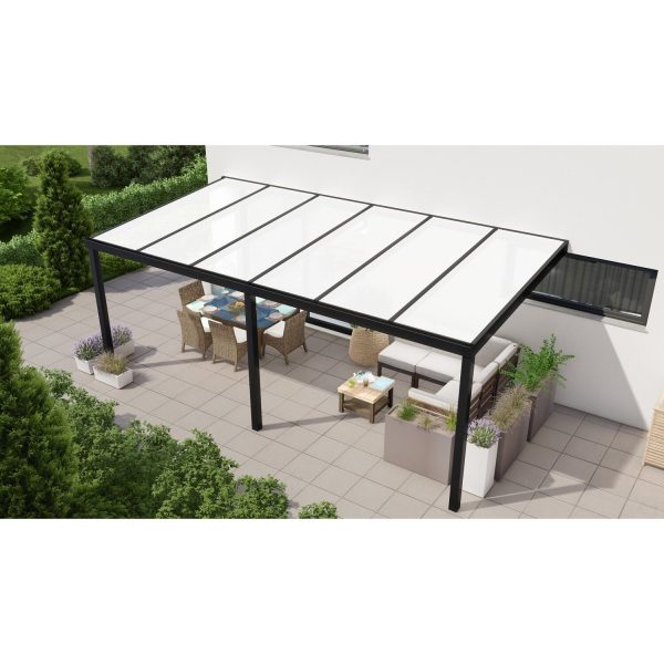 Terrassenüberdachung Professional 600 cm x 350 cm Schwarz Struktur PC Opal