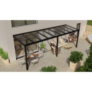 Terrassenüberdachung Professional 700 cm x 200 cm Schwarz Struktur Glas