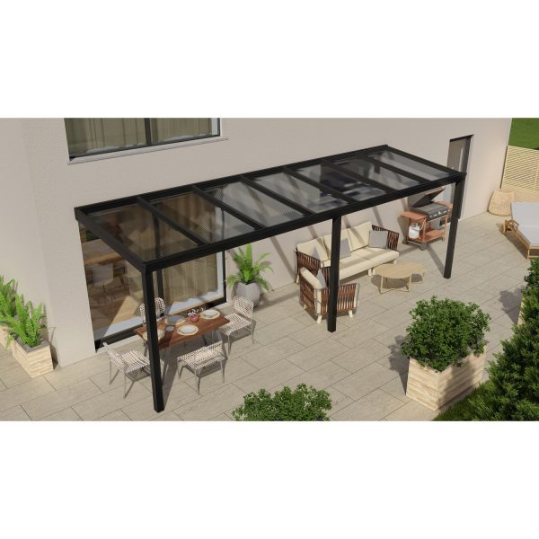 Terrassenüberdachung Professional 700 cm x 250 cm Schwarz Struktur PC Klar