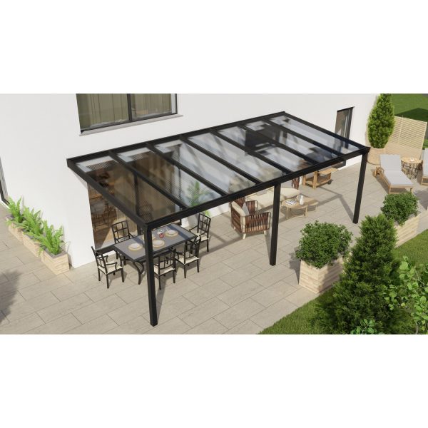 Terrassenüberdachung Professional 700 cm x 300 cm Schwarz Struktur PC Klar