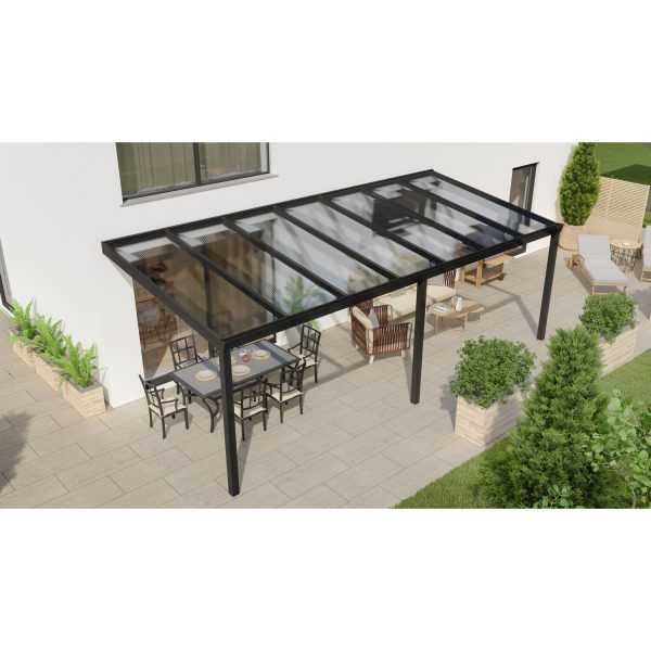 Terrassenüberdachung Professional 700 cm x 350 cm Schwarz Struktur PC Klar