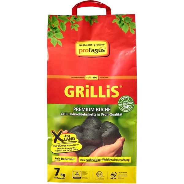 proFagus Buchengrill-Holzkohlebriketts Grillis 7 kg