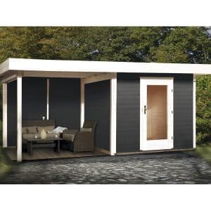 OBI Outdoor Living Holz-Gartenhaus/Gerätehaus Florenz B Gr. 3 Anthrazit 530 cm x 240 cm