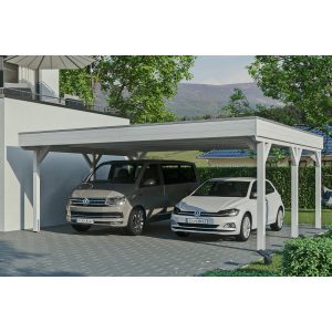 Skan Holz Carport Grunewald 622 cm x 554 cm mit EPDM-Dach Weiß