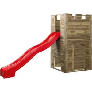 SwingKing Spielturm Lancelot mit Rutsche Rot 110 cm x 110 cm x 195 cm