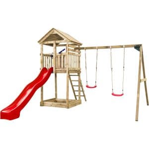 SwingKing Spielturm Daan Rot 400 cm x 320 cm x 420 cm