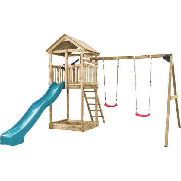 SwingKing Spielturm Daan Türkis 400 cm x 320 cm x 420 cm