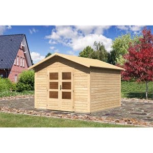 Woodfeeling Holz-Gartenhaus/Gerätehaus Tessin 2 Natur 300 cm x 300 cm by Karibu