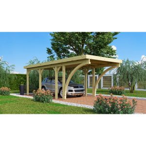 Karibu Einzelcarport Classic 2 PVC-Dach Variante C Set mit zwei Einfahrtsbogen