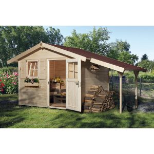 OBI Outdoor Living Holz-Gartenhaus/Gerätehaus Bozen C Spar-Set Natur 420 cm x 235 cm
