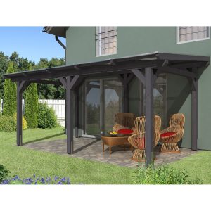 Skan Holz Terrassenüberdachung Siena 541 x 400 cm Leimholz Schiefergrau