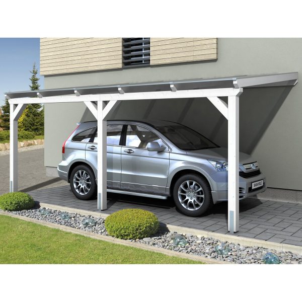 Skan Holz Carport Vogtland 300 cm x 541 cm Weiß