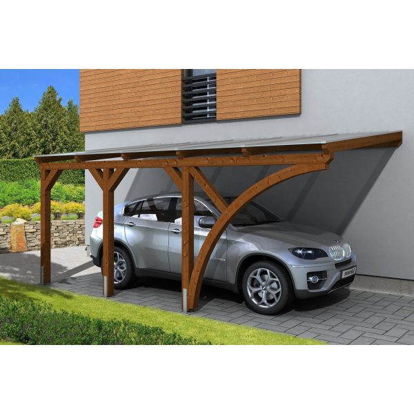 Skan Holz Carport Eifel 300 cm x 541 cm Nussbaum