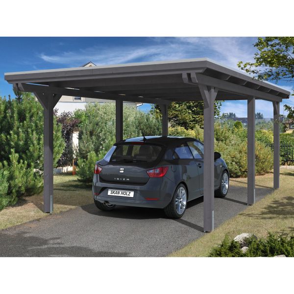 Skan Holz Carport Emsland 354 cm x 604 cm Schiefergrau