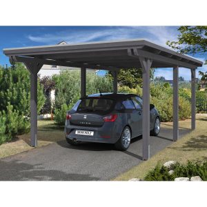 Skan Holz Carport Emsland 354 cm x 604 cm Schiefergrau Alu-Dachplatten