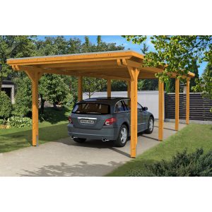 Skan Holz Einzelcarport Leimholz Eiche hell 354 cm x 846 cm