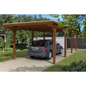 Skan Holz Einzelcarport Emsland Leimholz Nussbaum 354 cm x 846 cm