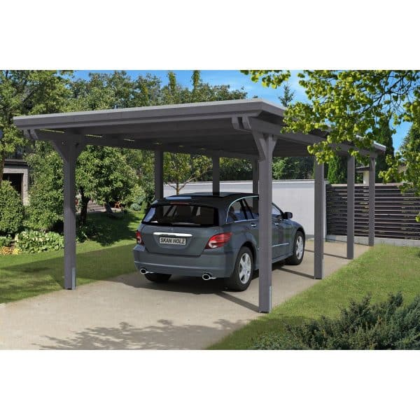 Skan Holz Carport Emsland 354 cm x 846 cm Schiefergrau