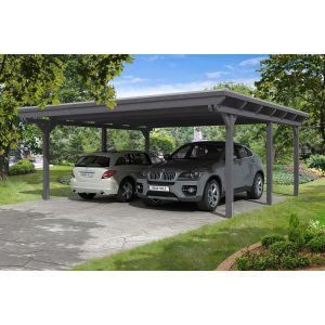 Skan Holz Carport Emsland 613 cm x 604 cm Schiefergrau