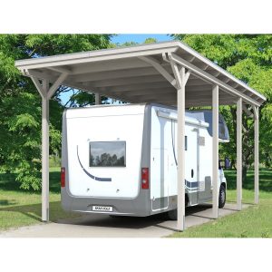 Skan Holz Carport Emsland Caravan 404 cm x 846 cm Weiß