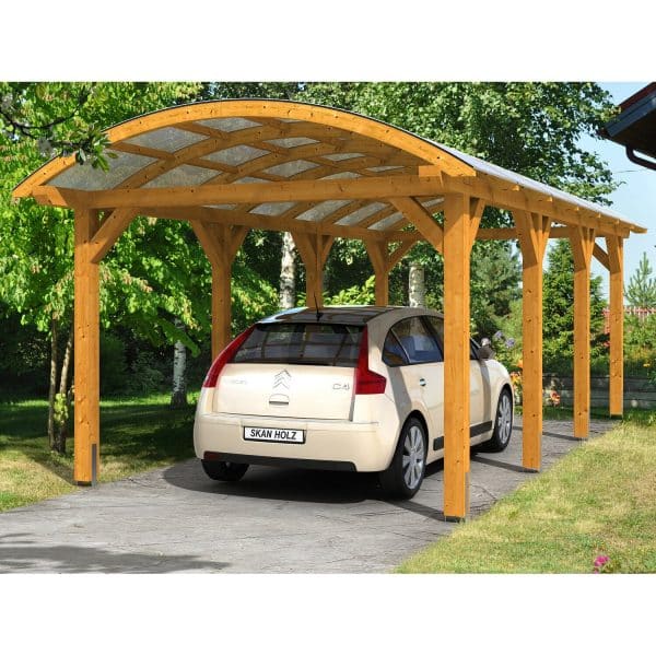 Skan Holz Bogendach-Carport Franken 376 cm x 755 Eiche hell