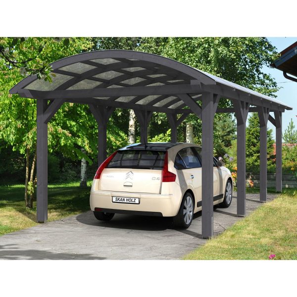 Skan Holz Bogendach-Carport Franken 376 cm x 755 Schiefergrau