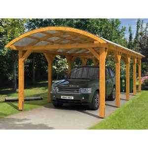 Skan Holz Bogendach-Carport Franken 376 cm x 969 Eiche hell